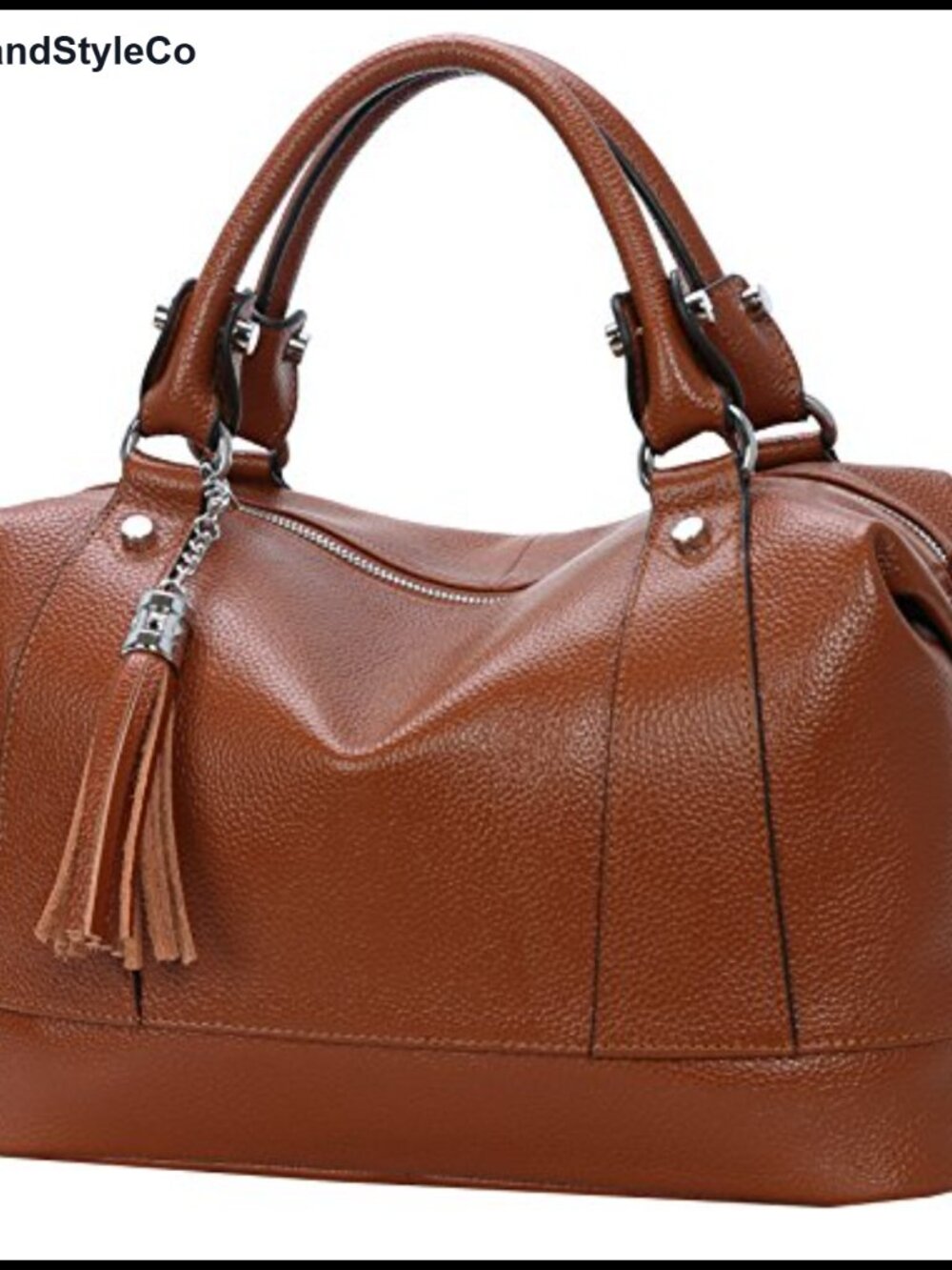 Genuine Leather Satchel Tote Bag with Adjustable Crossbody Strap